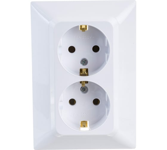 Изображение товара Розетка NE-AD 2-гнезда с заземлением, керамика, 16А, 250В, Aras, Белый, 93-110-85-P