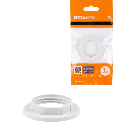 Изображение товара Кольцо для патрона TDM ELECTRIC Е14, термостойкий пластик, белый, SQ0335-0163
