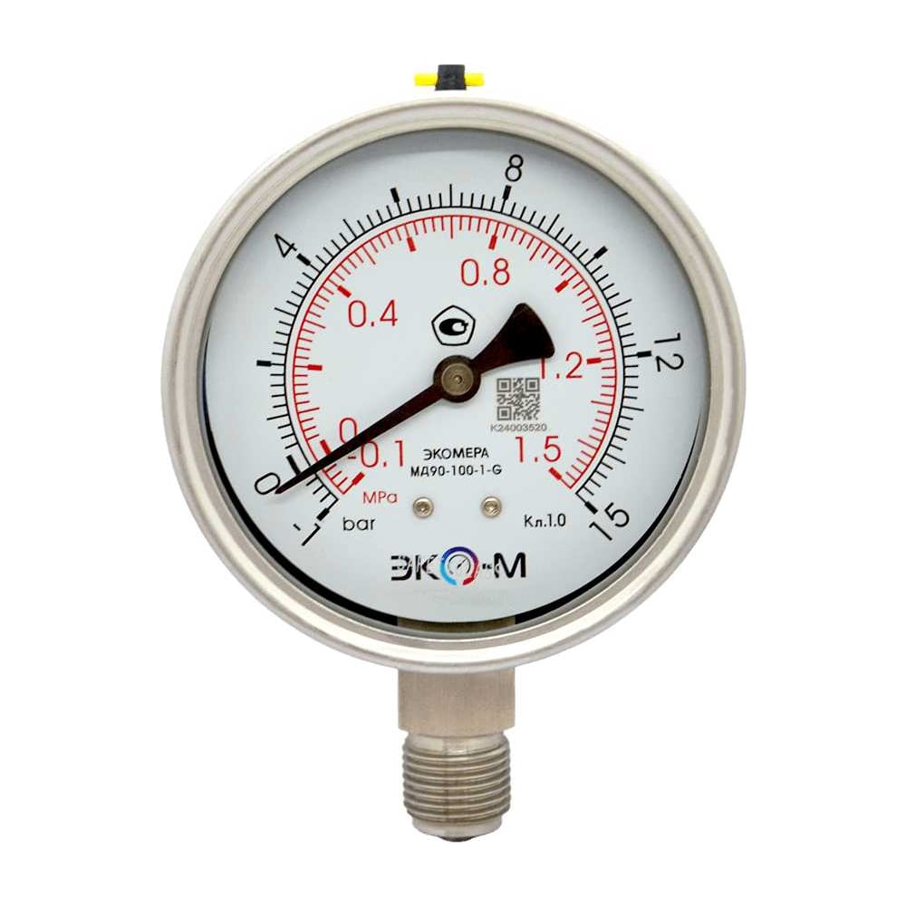 Изображение товара Манометр Вакуумметр ЭКО-М МД90-100мм - измерение давления до 15 бар G1/2