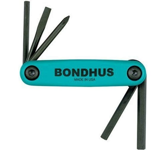 Изображение товара Складной набор ключей BONDHUS GorillaGrip PH1, SL 4,8 мм, Hex 4, 5, 6 мм 12540