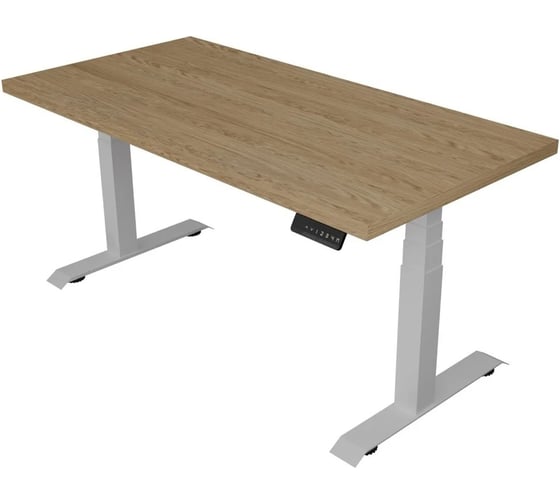 Изображение товара Стол с регулируемой высотой StolStoya ТАМЕРЛАН подстолье черное и столешница МДФ шпон Дуб европейский 120х65 см PE412BDE12065