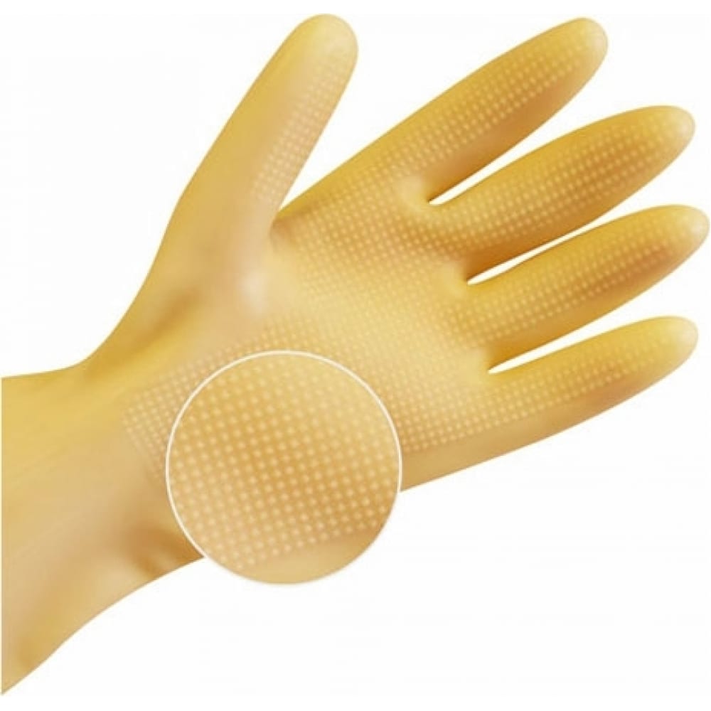 Хозяйственные сверхпрочные латексные перчатки Komfi, цвет бежевый, размер L