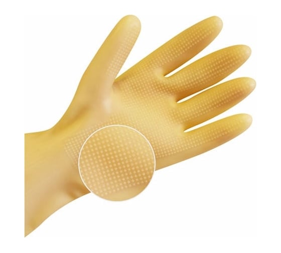Изображение товара Хозяйственные сверхпрочные латексные перчатки Komfi L, бежевый 126929