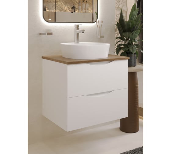 Изображение товара Тумба c раковиной подвесная BOND белая со столешницей под дерево T99605-S01410