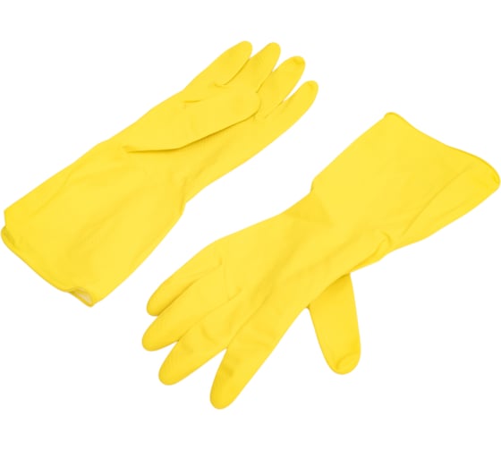 Изображение товара Хозяйственные латексные перчатки Komfi с х/б напылением, M, желтые, 2 шт/уп. 126935