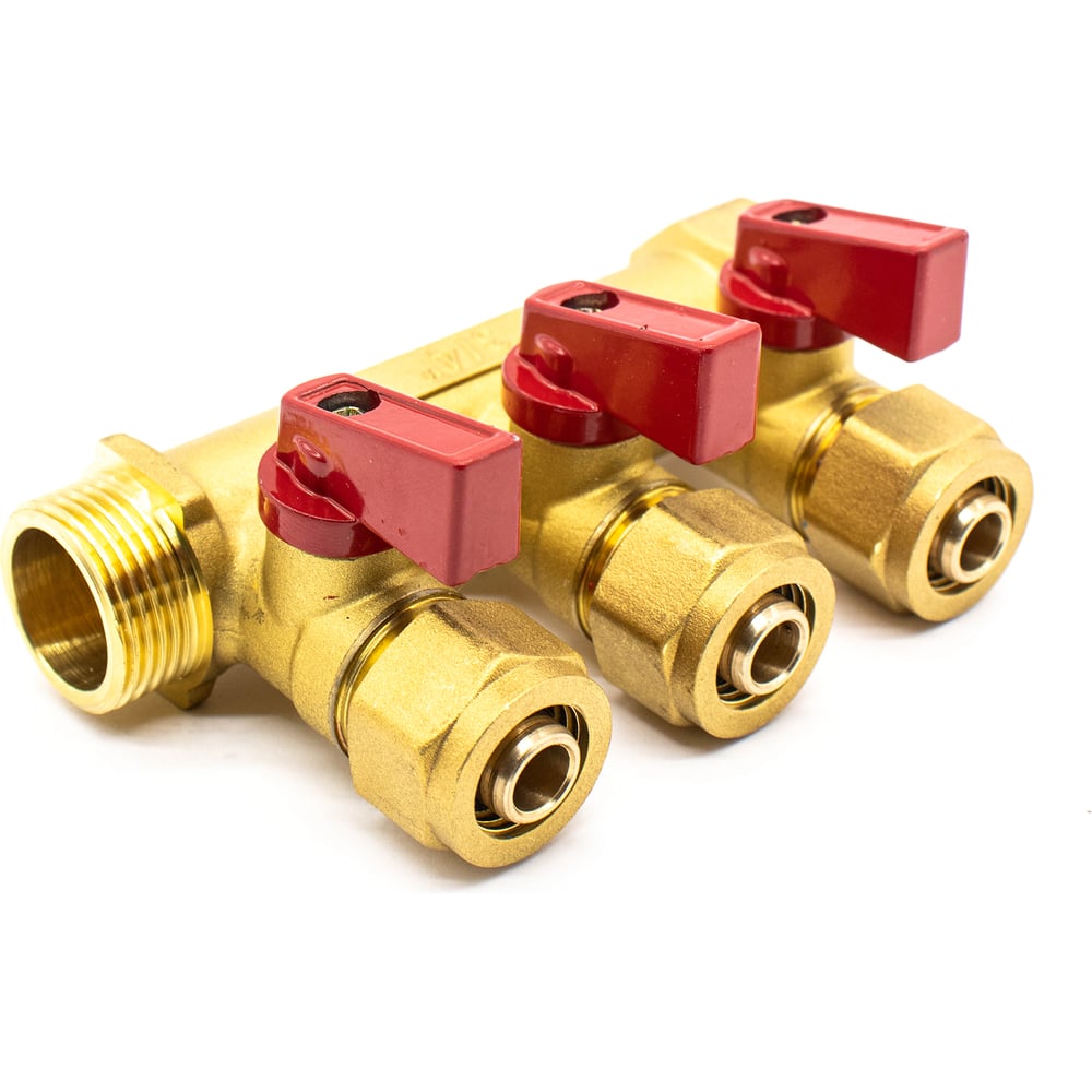 Изображение товара Коллектор c кранами Damento 3/4x16 цанга на 3 выхода Clima