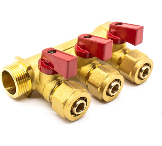 Изображение товара Коллектор c кранами Damento 3/4x16 цанга на 3 выхода Clima (1/40) 016233