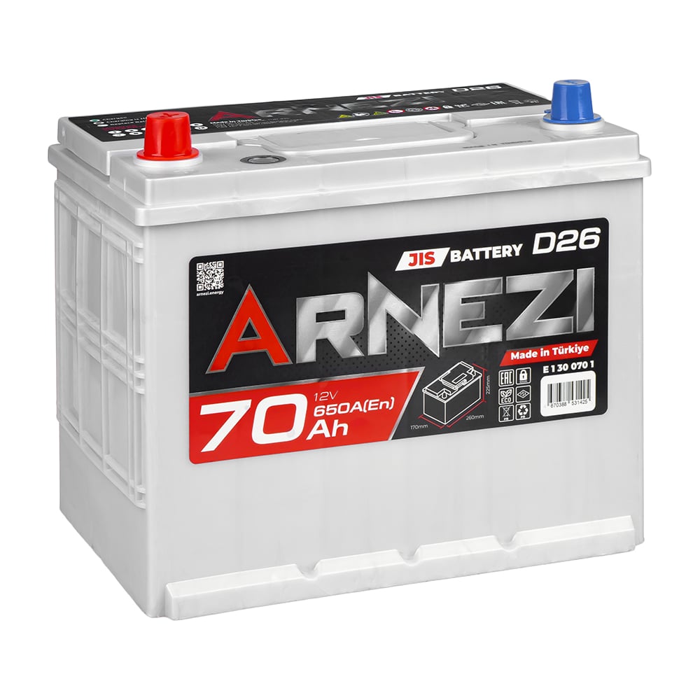 Изображение товара Аккумулятор ARNEZI JIS SMF 70 Ач 12 В прямой L+ 260x170x225 D26
