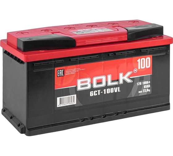 Изображение товара Аккумулятор BOLK Standart 100 А/ч прямой L+ 353x175x190 L5 EN 850 А B 100-3-L