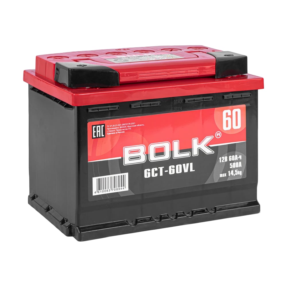 Изображение товара Аккумулятор BOLK Standart 60 А/ч L+ кальциевый необслуживаемый 242x175x190