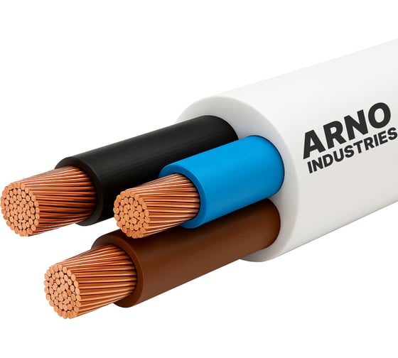 Изображение товара Провод соединительный ARNO INDUSTRIES 10м ПВС 3х2.5+1х2.5 белый гибкий до 380В для электропитания ТРТС 54010231