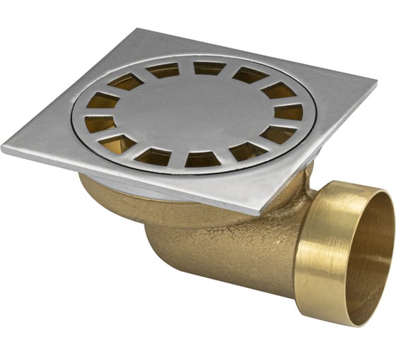 Изображение товара Трап латунный Санакс 100х100 мм, выход 50 мм, горизонтальный, нижняя часть - бронза 00033