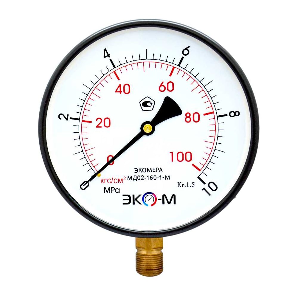 Изображение товара Манометр ЭКО-М МД02-160мм 0-10 МПа IP54 надежный измерительный прибор