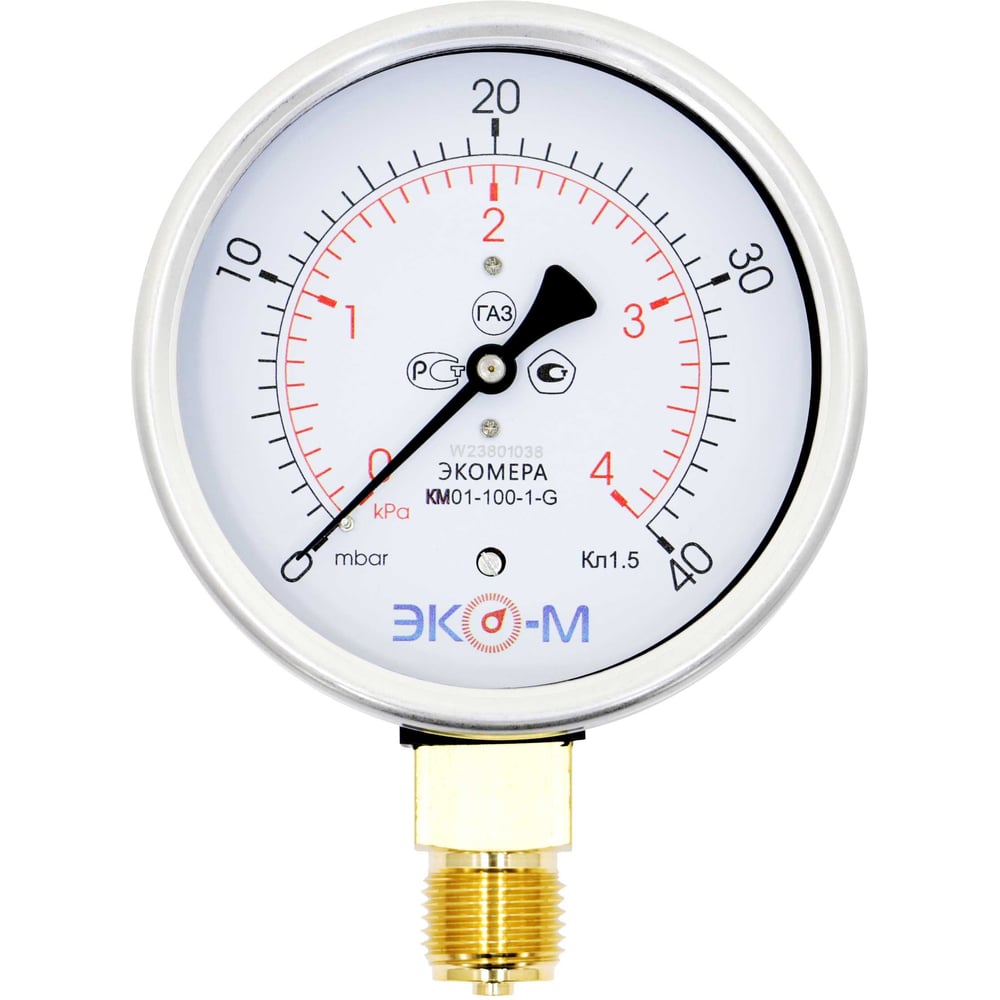 Изображение товара Манометр ЭКО-М КМ-100мм 0...4кПа M20*1.5 - точный вакуумметр