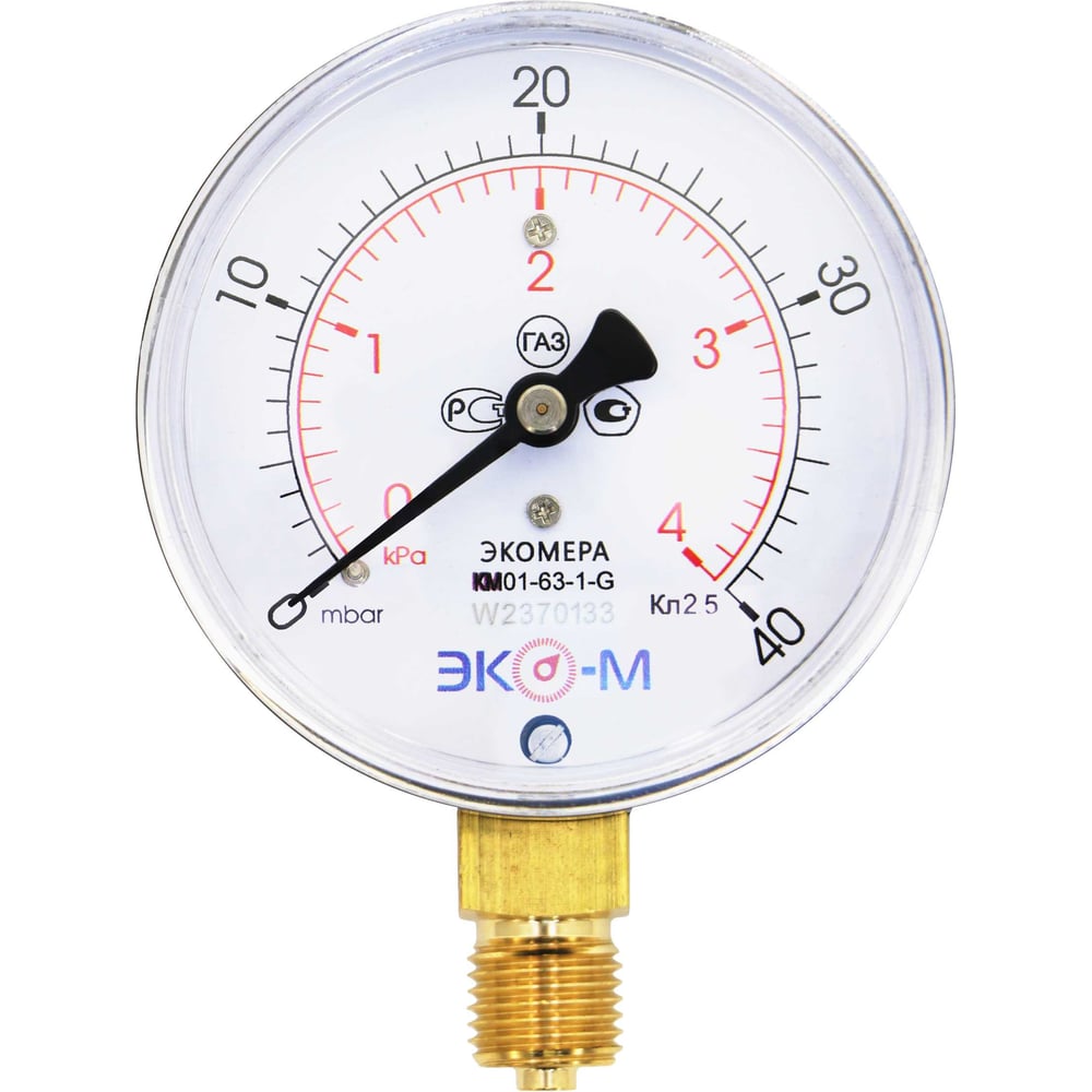 Изображение товара Манометр ЭКО-М КМ-63мм 0-4 кПа радиальное соединение
