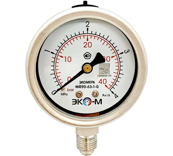 Изображение товара Манометр ЭКО-М МД02-160мм 0..6МПа М20*1,5
(ТН ВЭД 9026204000) МД02-160-М-6МПа