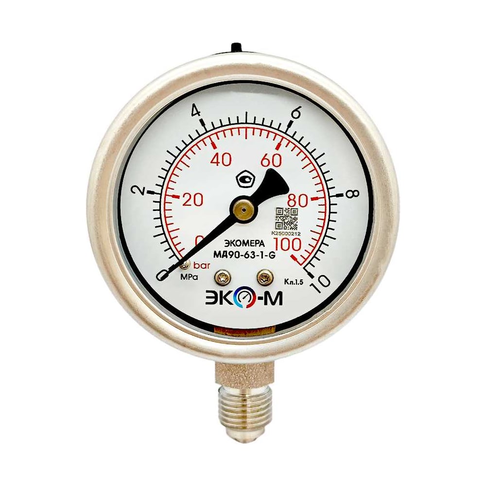 Изображение товара Манометр ЭКО-М МД90-63мм 0..10МПа G1/4 промышленный измерительный прибор