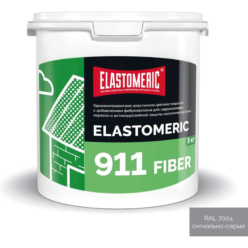 Изображение товара Мастика для гидроизоляции и защиты металла Elastomeric 911 Fiber 3 кг серый