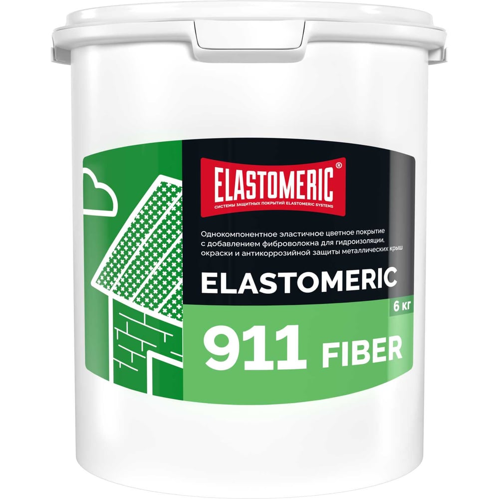 Изображение товара Мастика для гидроизоляции металла Elastomeric 911 Fiber 6 кг белая