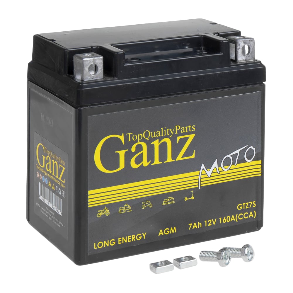 Изображение товара Аккумулятор мото GANZ AGM 7 А/ч обратный R+ GN1207.2