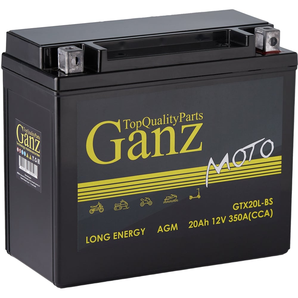 Изображение товара Аккумулятор мото GANZ AGM 20 А/ч обратный R+ GN1220