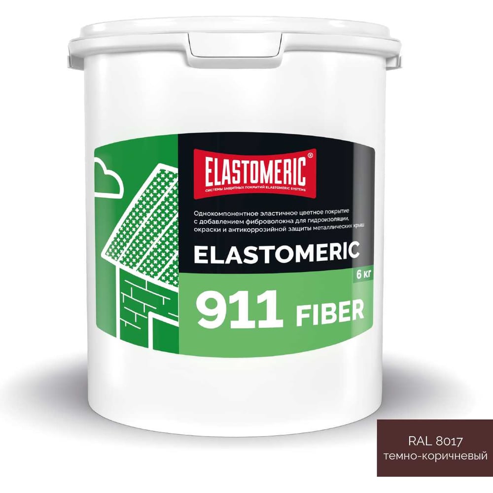 Изображение товара Мастика для гидроизоляции и антикоррозийной защиты металла Elastomeric 911 Fiber 6 кг