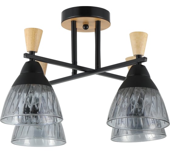 Изображение товара Люстра Schaffner 4xE27/40W (47*47*29) Traccia 4535-4 BK+WOOD