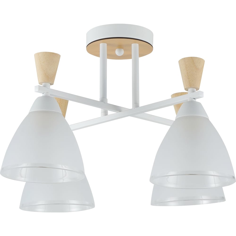 Изображение товара Люстра Schaffner 4xE27/40W Traccia 4535-4 WH+WOOD для современного интерьера