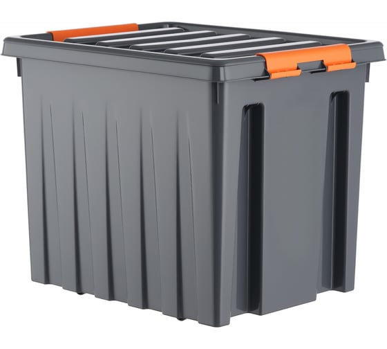 Изображение товара Особопрочный контейнер HONEYCOMB серии PRO 50 л, с крышкой, серый M-050-00.76new