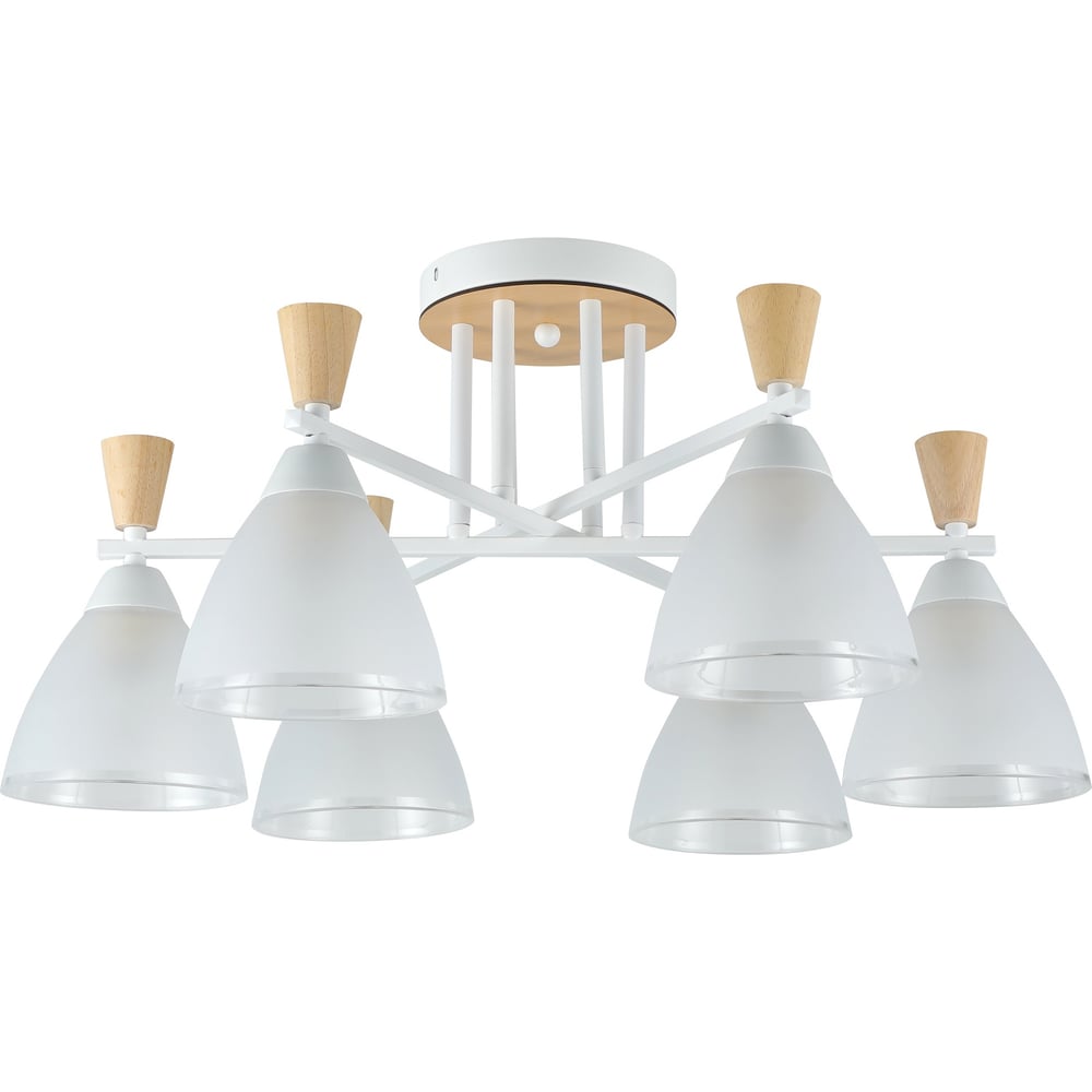 Изображение товара Люстра Schaffner Traccia 6xE27 40W стиль модерн белый и дерево