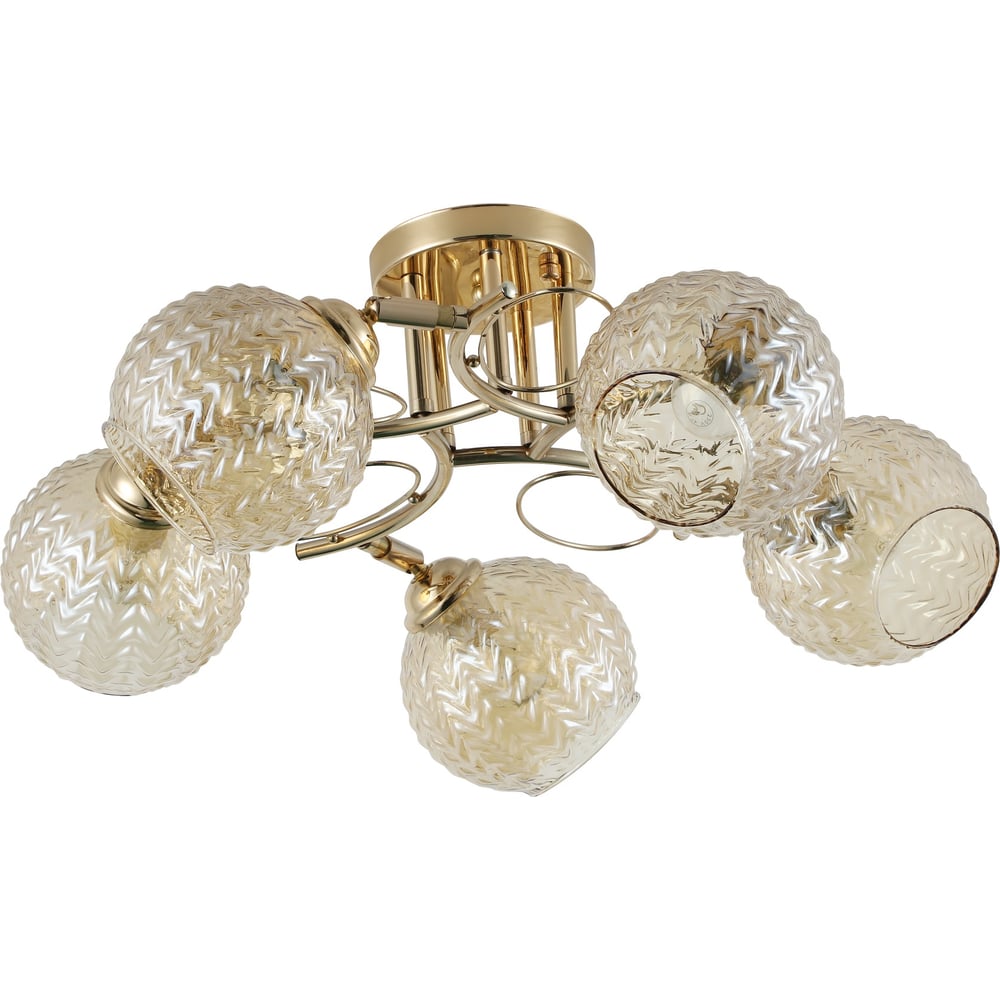 Изображение товара Люстра классика 5 ламп Е27 золото стекло глянцевая Cenefa 4670-5 GD