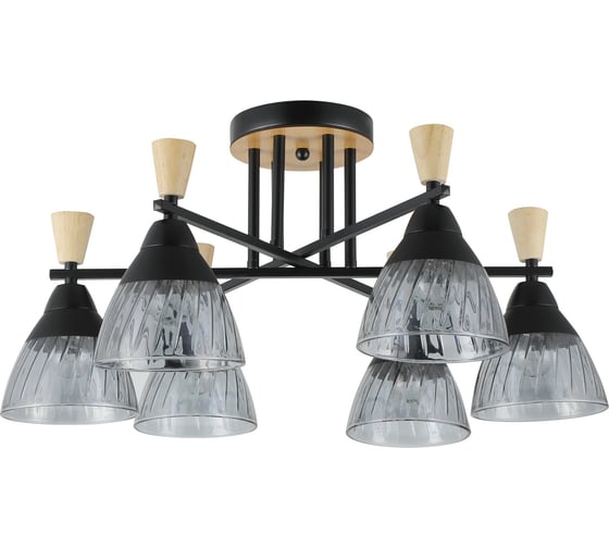 Изображение товара Люстра Schaffner 6xE27/40W (60*60*30) Traccia 4535-6 BK+WOOD