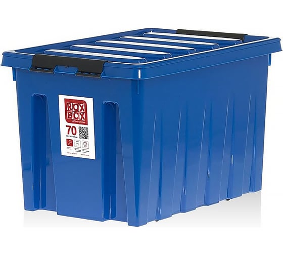 Изображение товара Контейнер на роликах с крышкой Rox Box 70 л, синий M-070-00.06