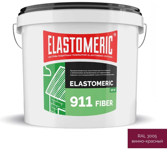 Изображение товара Мастика Elastomeric Systems для гидроизоляции, окраски и антикоррозийной защиты металлических крыш Elastomeric 911 Fiber 10 кг красный-рубин fiber_3003_10kg