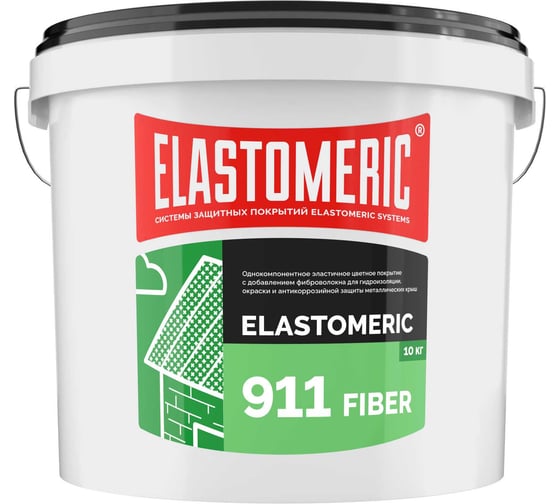 Изображение товара Мастика Elastomeric Systems для гидроизоляции, окраски и антикоррозийной защиты металлических крыш Elastomeric 911 Fiber 10 кг серая fiber_7004_10kg