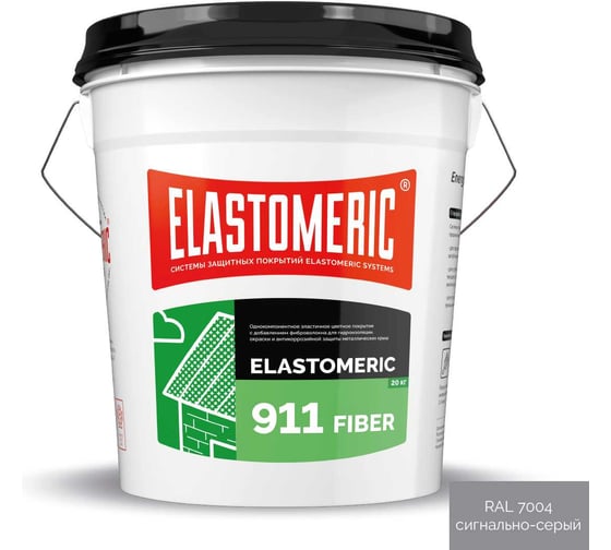 Изображение товара Мастика Elastomeric Systems для гидроизоляции, окраски и антикоррозийной защиты металлических крыш Elastomeric 911 Fiber 20 кг серая fiber_7004_20kg