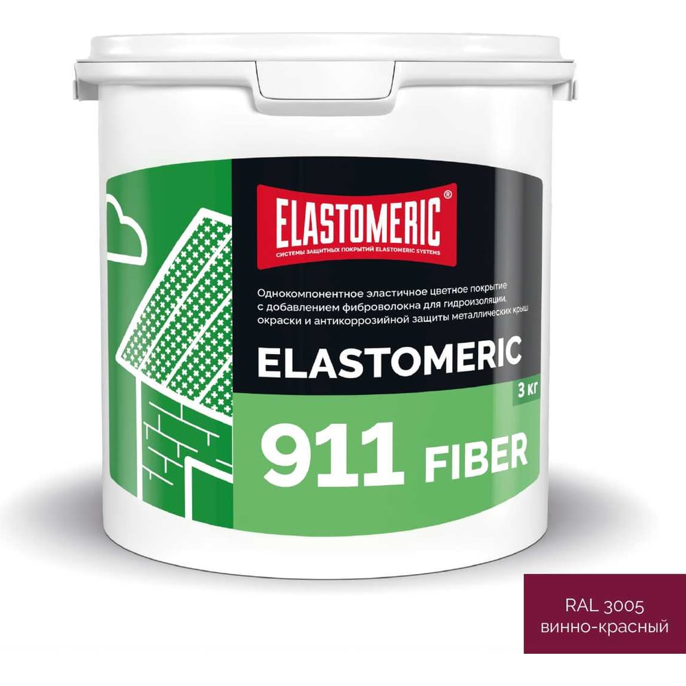 Изображение товара Мастика Elastomeric Systems Elastomeric 911 Fiber для гидроизоляции и защиты металла 3 кг
