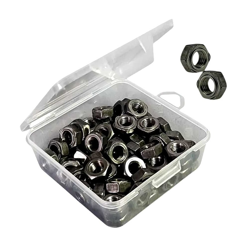 Изображение товара Гайка приварная М8 DIN929 120 шт. в органайзере промышленный крепеж