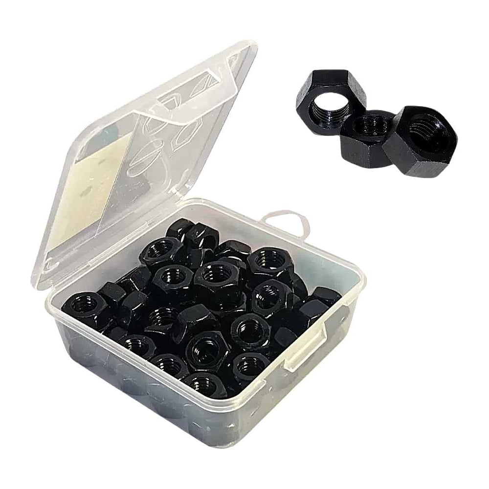 Изображение товара Гайка М8 к.п.10 DIN934 черная 150 шт в органайзере