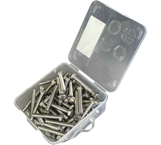Изображение товара Болт 23 Болта нержавеющий 5х10 DIN933 в органайзере, 300 шт. АС1300501093D07орг-ф300
