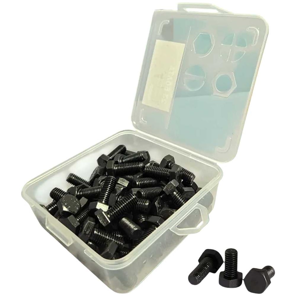 Изображение товара Болты 6х20 мм черные 12.9 DIN933 в органайзере 90 шт