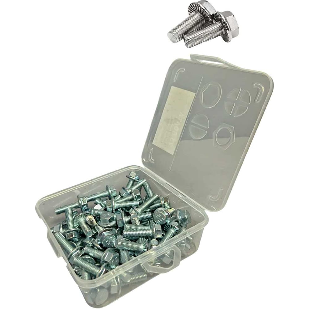 Изображение товара Болты М6х10 с фланцем 8.8 цинк 90 шт в органайзере