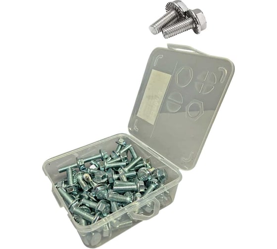 Изображение товара Болт 23 Болта с фланцем М6х20 к.п.8.8 ОЦ DIN6921 в органайзере,60 шт. П0000031127орг-ф60