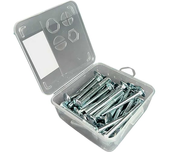 Изображение товара Болт мебельный 23 Болта 6х50 ОЦ DIN 603 в органайзере, 35 шт А05000605030D07орг-ф35