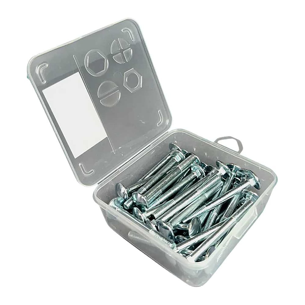 Изображение товара Мебельный болт 6х90 ОЦ DIN 603 в органайзере 15 шт надежный крепеж