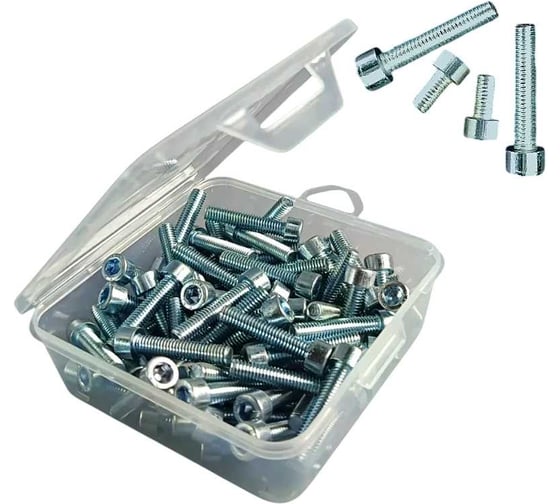 Изображение товара Винт 23 Болта ПР 5х60 мм ОЦ к.п.8.8 DIN912 в органайзере, 60 шт. А0D000506030007орг-ф60