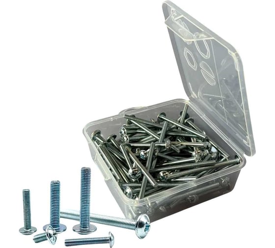 Изображение товара Винт 23 Болта с прессшайбой М3х10 DIN967 в органайзере, 580 шт. вп310орг-ф580