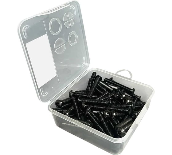 Изображение товара Винт 23 Болта чёрный 5х12 ISO 7380 к.п.10.9 в органайзере, 255 шт. 00-00001072орг-ф255