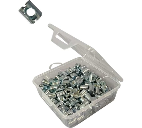 Изображение товара Гайка-бочонок 23 Болта М6 10х12 для мебели в органайзере, 120 шт. гб61012орг-ф120