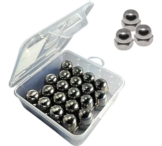 Изображение товара Гайка колпачковая 23 Болта нерж М12 DIN1587 в органайзере, 20 шт. гкн12мфорг-ф20